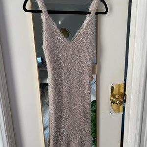 Beige glitter mini dress